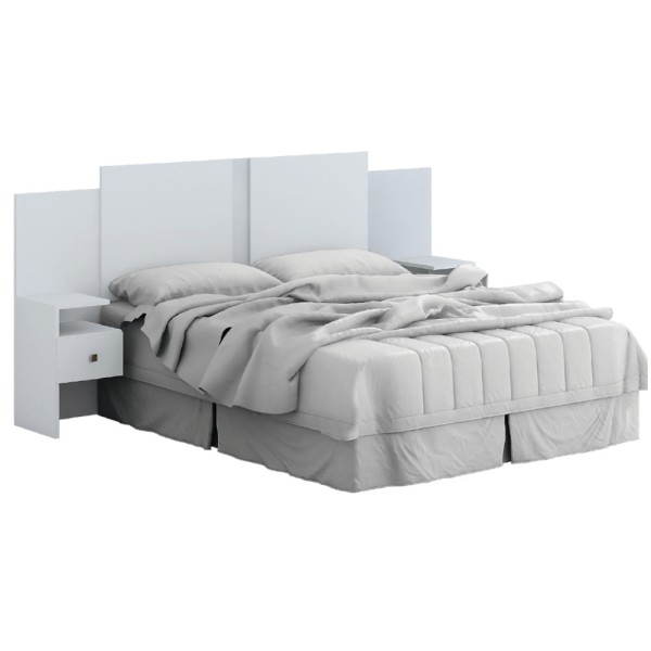 Encontraproduto.com.br - Cabeceira para Casal Carla ACP com Paletas e 2 Gavetas - Branco