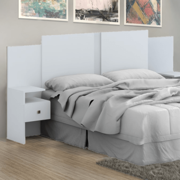 Encontraproduto.com.br - Cabeceira para Casal Carla ACP com Paletas e 2 Gavetas - Branco