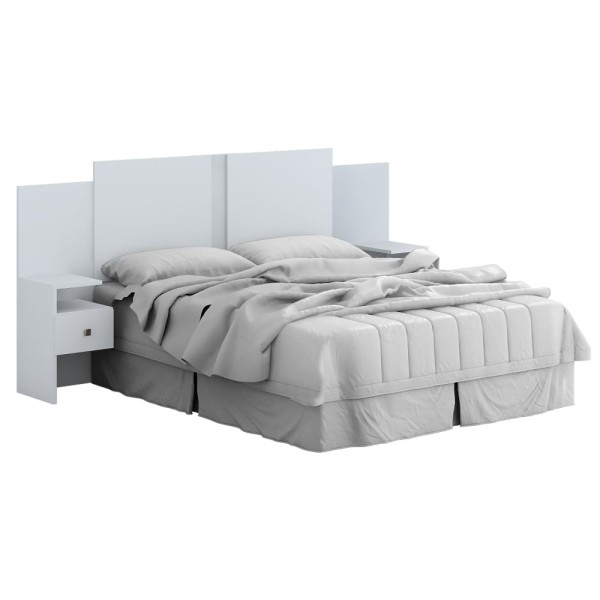 Encontraproduto.com.br - Cabeceira para Casal Carla ACP com Paletas e 2 Gavetas - Branco