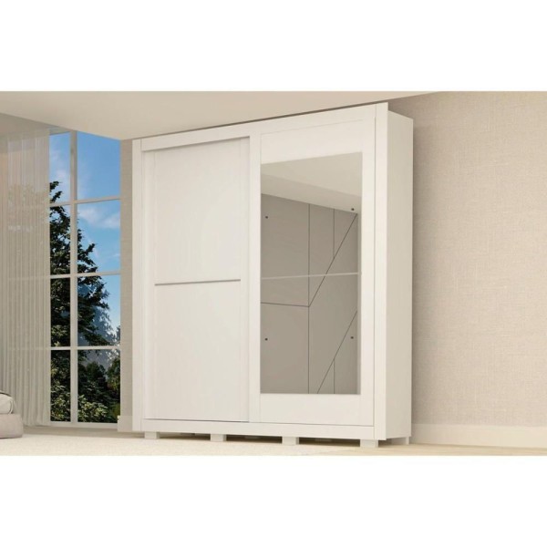 Encontraproduto.com.br - Guarda Roupa Casal com Espelho e Pés 2 Portas de Correr 100% MDF Nicole ACP Móveis