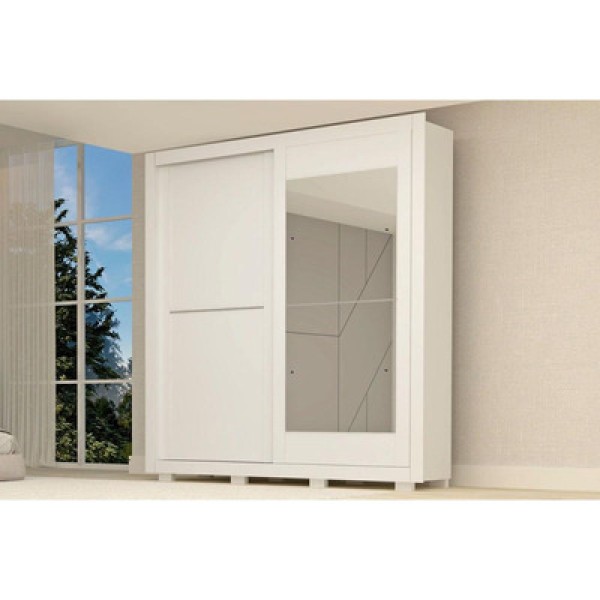 Encontraproduto.com.br - Guarda Roupa Casal com Espelho e Pés 2 Portas de Correr 100% MDF Nicole ACP Móveis