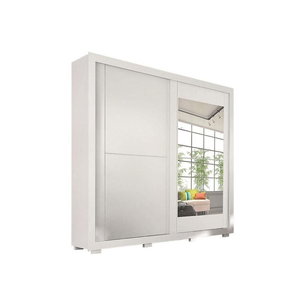 Encontraproduto.com.br - Guarda Roupa Casal com Espelho e Pés 2 Portas de Correr 100% MDF Nicole ACP Móveis