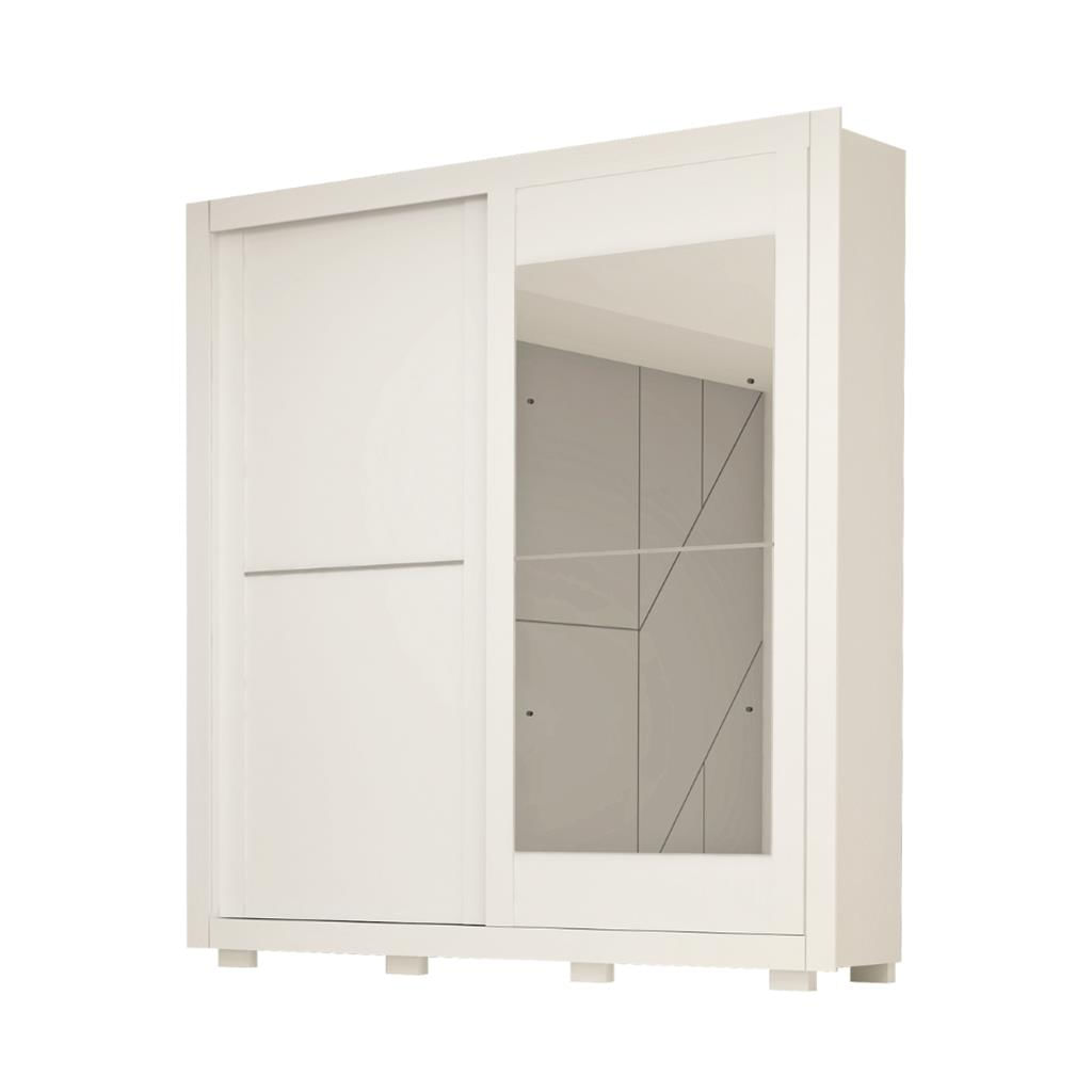 Encontraproduto.com.br - Guarda Roupa Casal com Espelho e Pés 2 Portas de Correr 100% MDF Nicole ACP Móveis