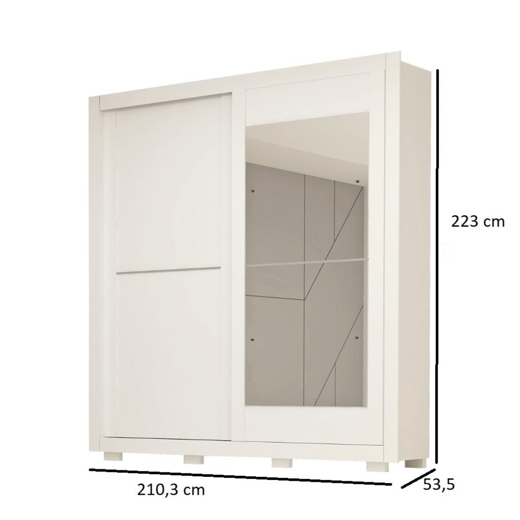 Encontraproduto.com.br - Guarda Roupa Casal com Espelho e Pés 2 Portas de Correr 100% MDF Nicole ACP Móveis