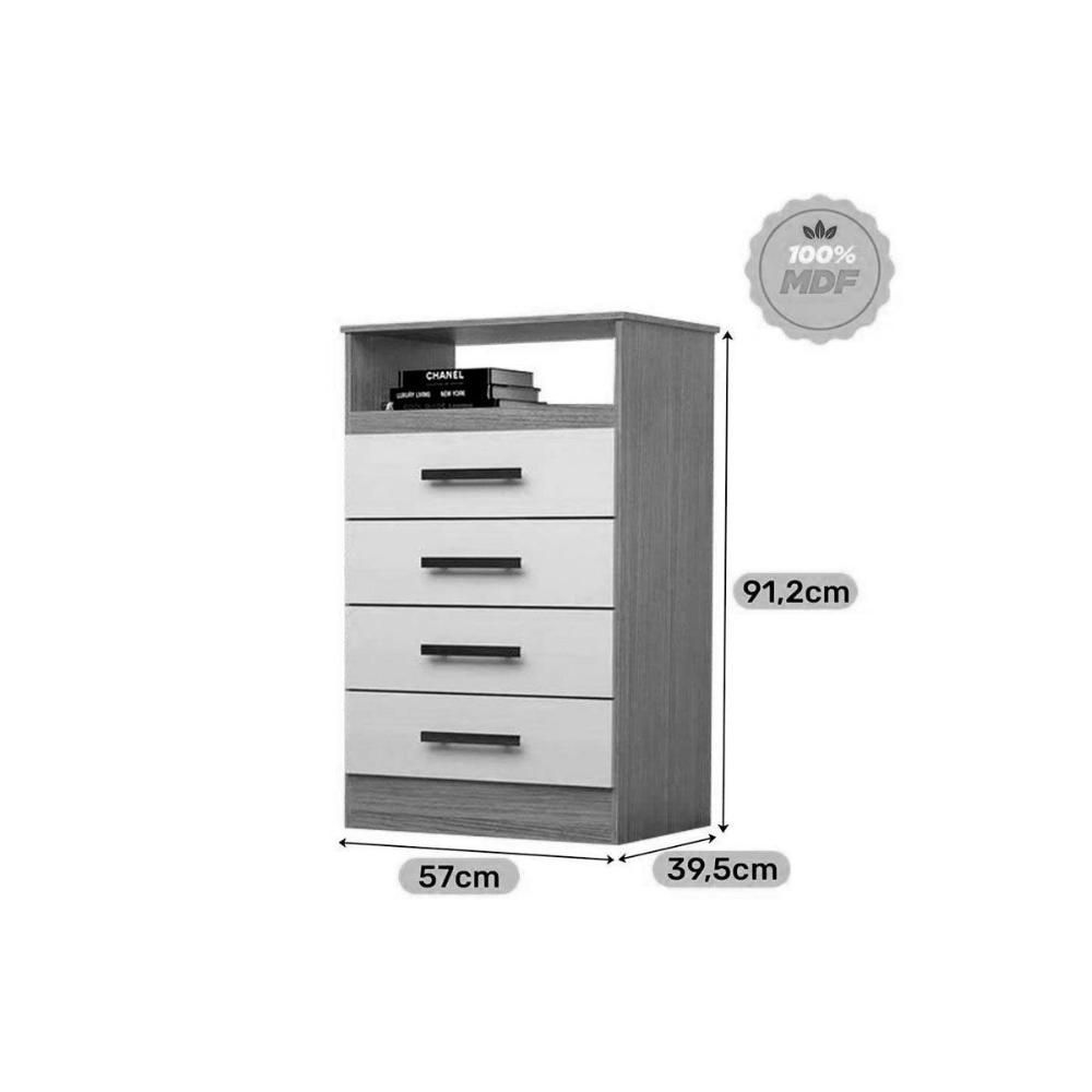 Encontraproduto.com.br - Cômoda ACP Jessica com 4 Gavetas - Branco