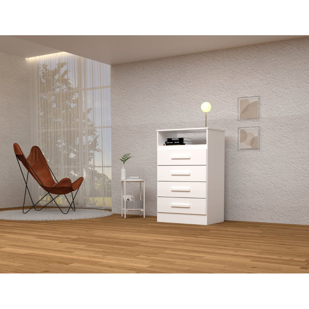 Encontraproduto.com.br - Cômoda ACP Jessica com 4 Gavetas - Branco