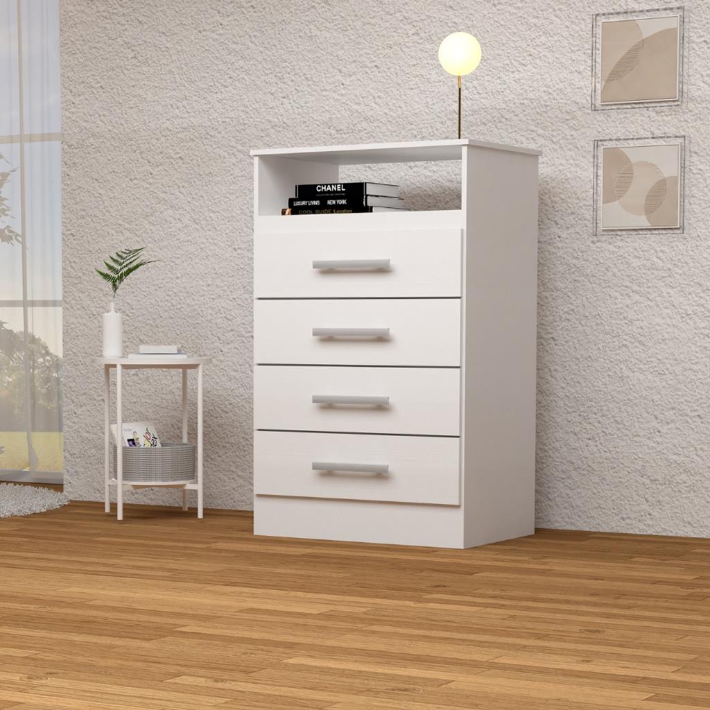 Encontraproduto.com.br - Cômoda ACP Jessica com 4 Gavetas - Branco