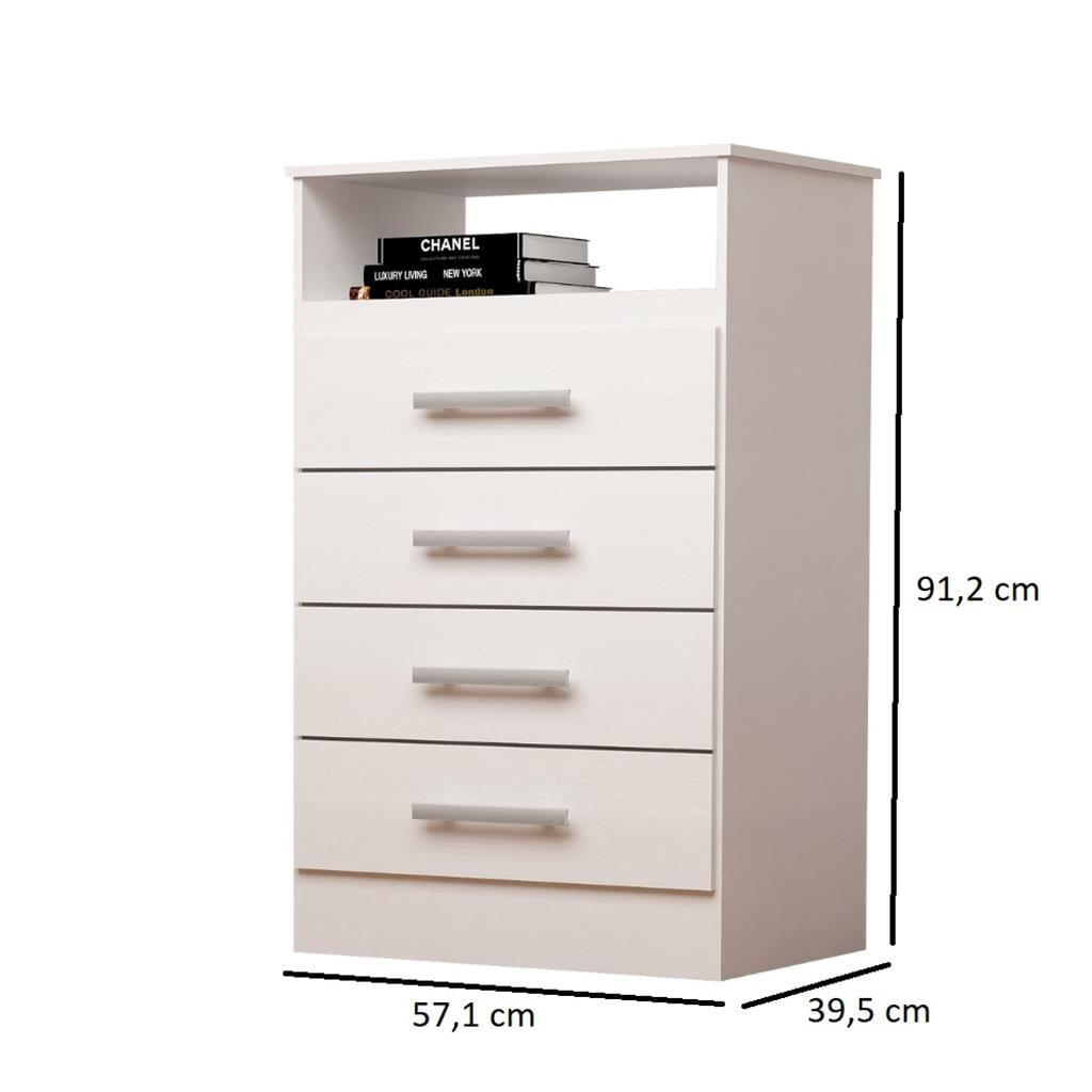 Encontraproduto.com.br - Cômoda ACP Jessica com 4 Gavetas - Branco