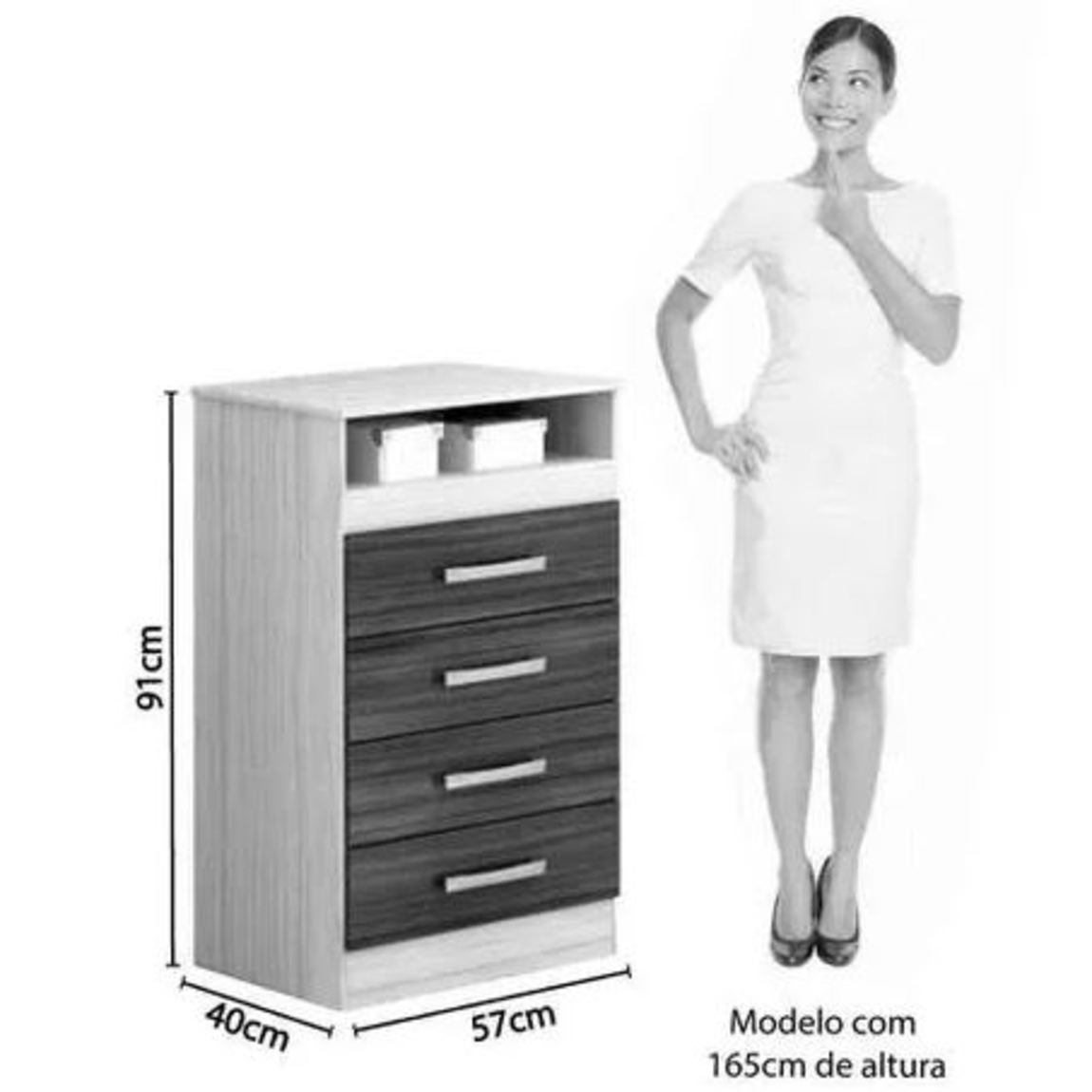 Encontraproduto.com.br - Cômoda ACP Jessica com 4 Gavetas - Branco