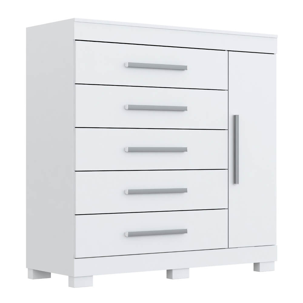 Encontraproduto.com.br - Cômoda ACP Rayane com 5 Gavetas e Sapateira - Branco