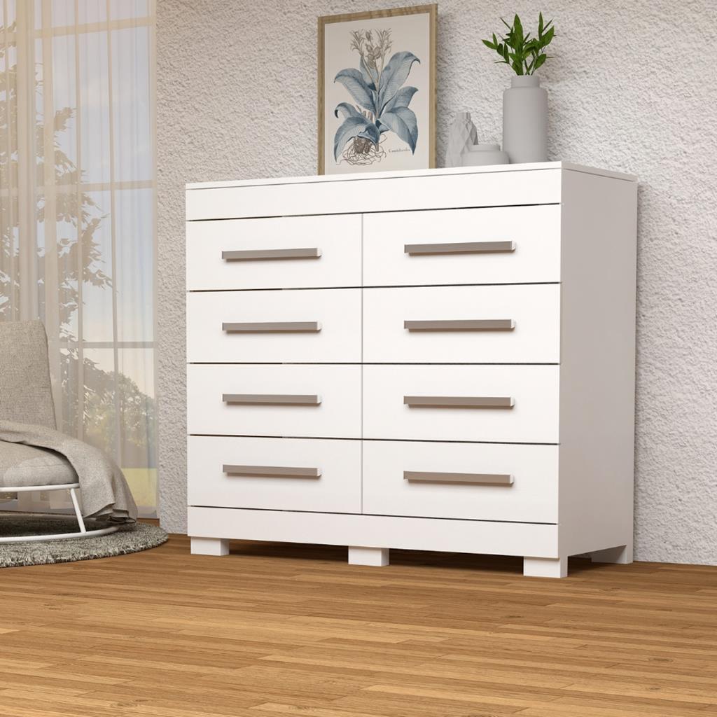 Encontraproduto.com.br - Cômoda ACP Nalu 8 Gavetas - Branco