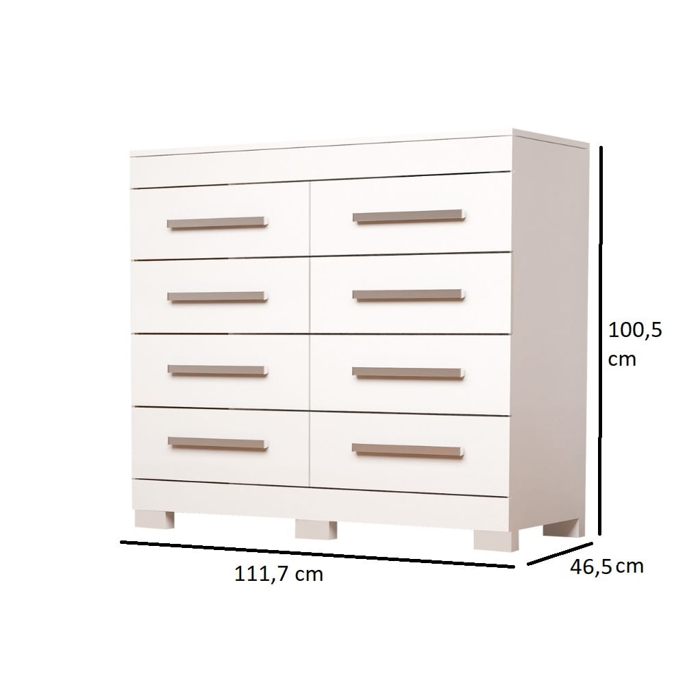 Encontraproduto.com.br - Cômoda ACP Nalu 8 Gavetas - Branco