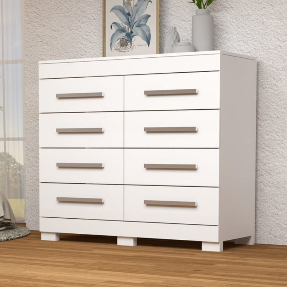 Encontraproduto.com.br - Cômoda ACP Nalu 8 Gavetas - Branco