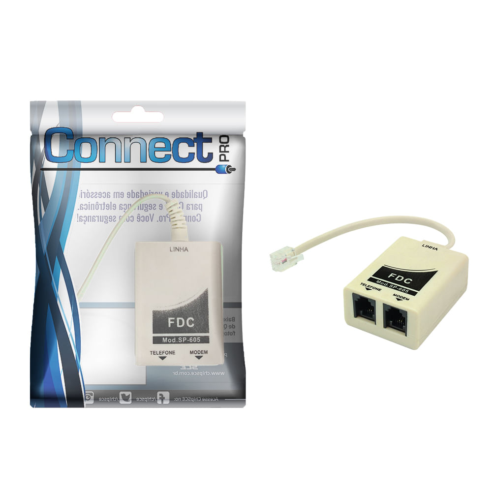 Encontraproduto.com.br - Filtro de Telefone + PC ADSL 075-7774 Connect Pro