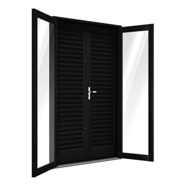 Encontraproduto.com.br - Porta Balcão de Correr Lateral Requadro 16cm Esquerda 2,14x1,50 Preta Lucasa