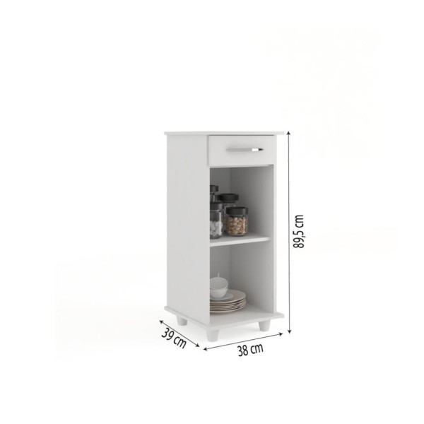 Encontraproduto.com.br - Armário De Cozinha Balcão Multiuso Para Bebedouro 1 Porta 1 Gaveta Viena Branco Branco