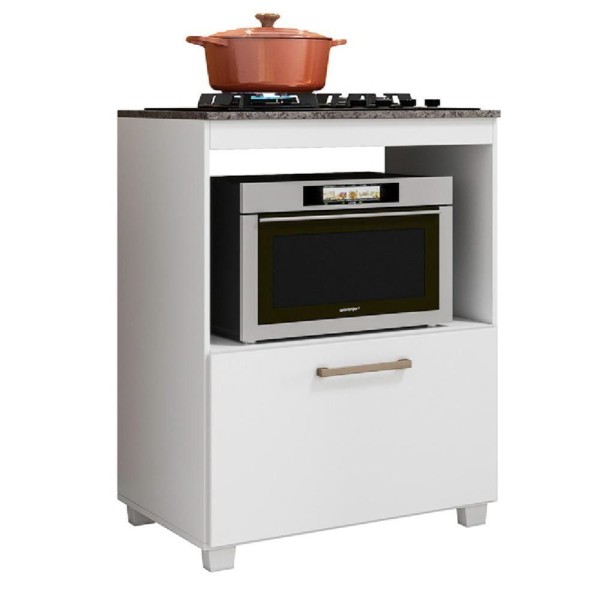 Encontraproduto.com.br - Balcão De Cozinha Para Cooktop 5 Bocas E Nicho Para Forno Slim Branco Branco