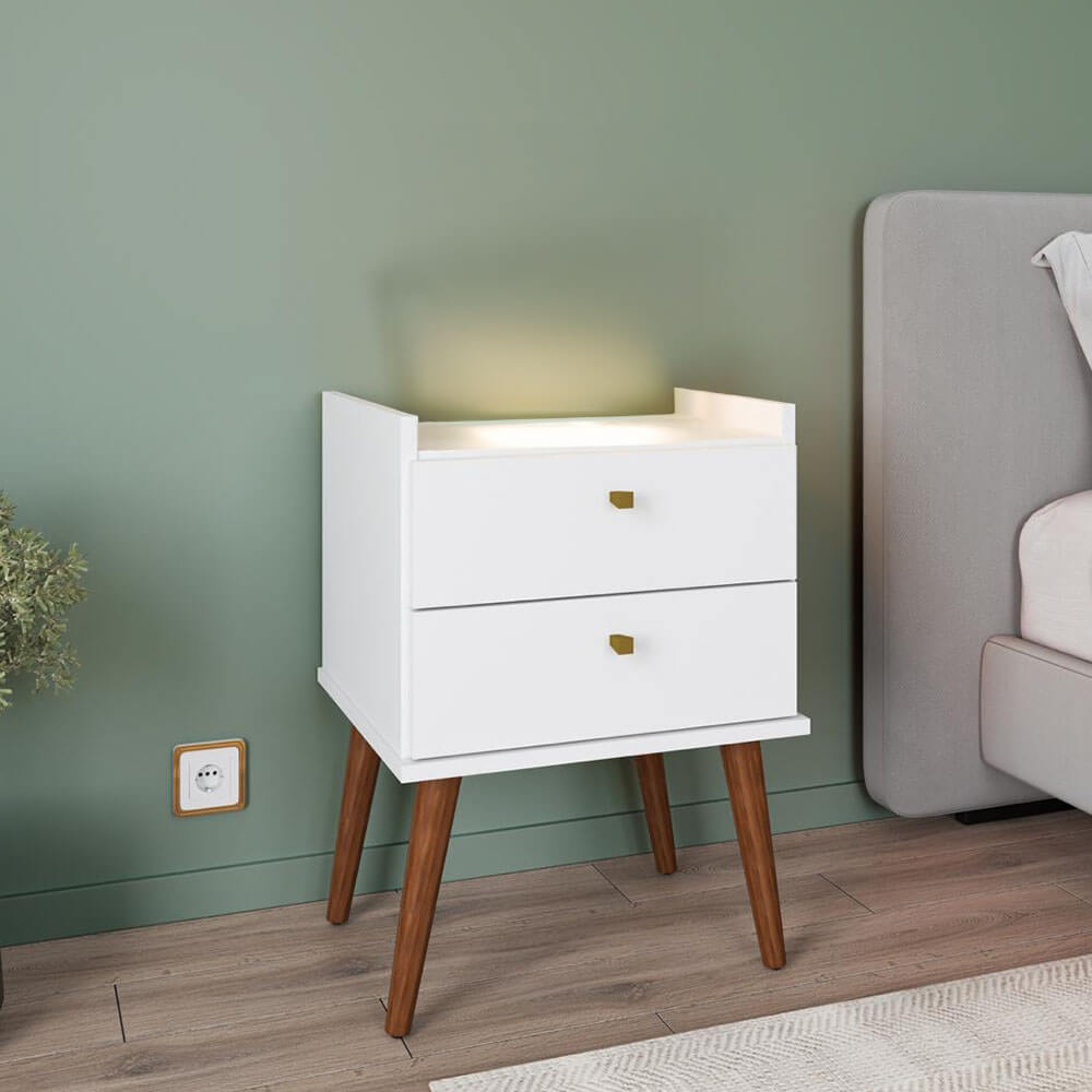 Mesa de Cabeceira Fiorello Aroma 2 Gavetas - Branco