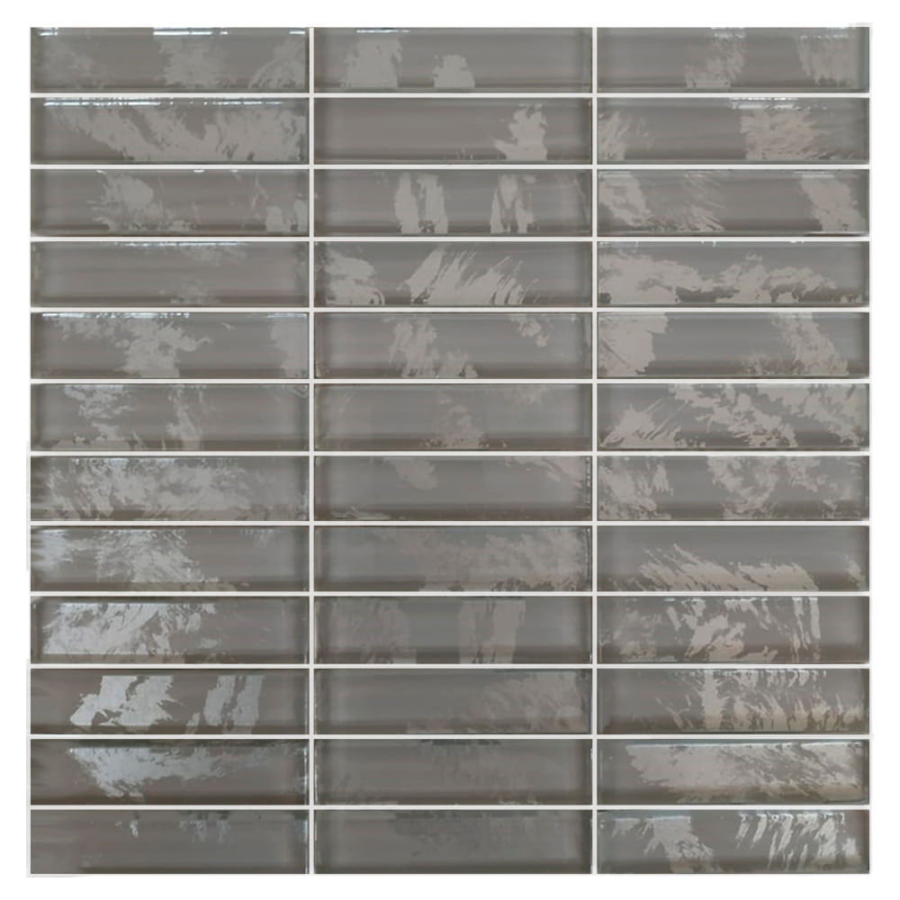 Pastilha de Vidro Evolution Silver 9,5X2,3 Placa 30X30cm