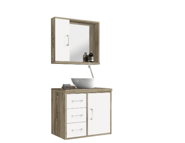 Gabinete Sevilha 60 com Espelho Barrique Branco Astral Design