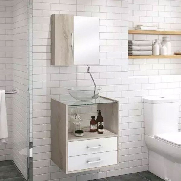 Kit Valência 50 com Cuba e Espelho Branco/Brunelo Astral Design