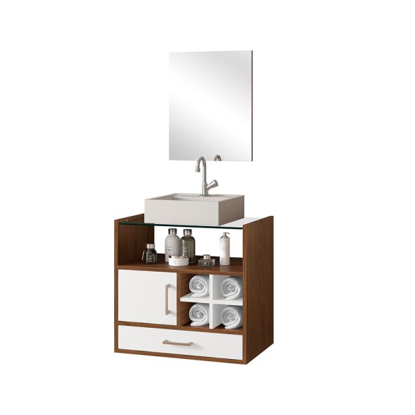 Gabinete C/ Cuba Chatuba 57x60x40cm Freijo/Branco Astral Design