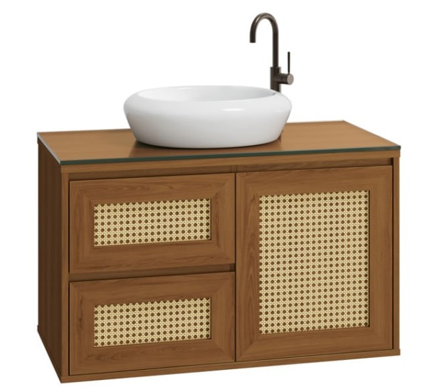 Gabinete Maya com Tela Rattan 80cm Freijó Astral Design