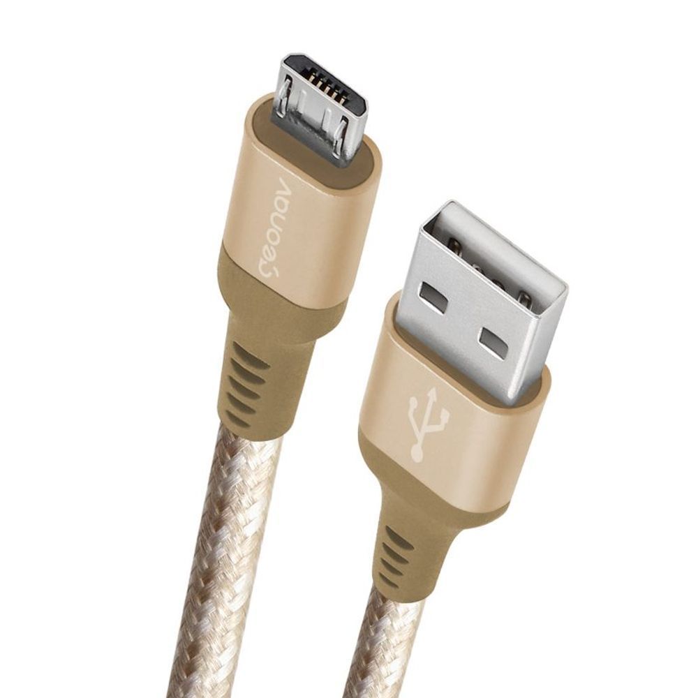Cabo Micro Usb Ultra Resistente Em Nylon Reforçado 1,5M Golden - Geonav