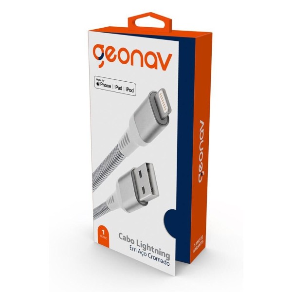 Encontraproduto.com.br - Cabo para iPhone e iPad GEONAV Aço 1M LIGH14