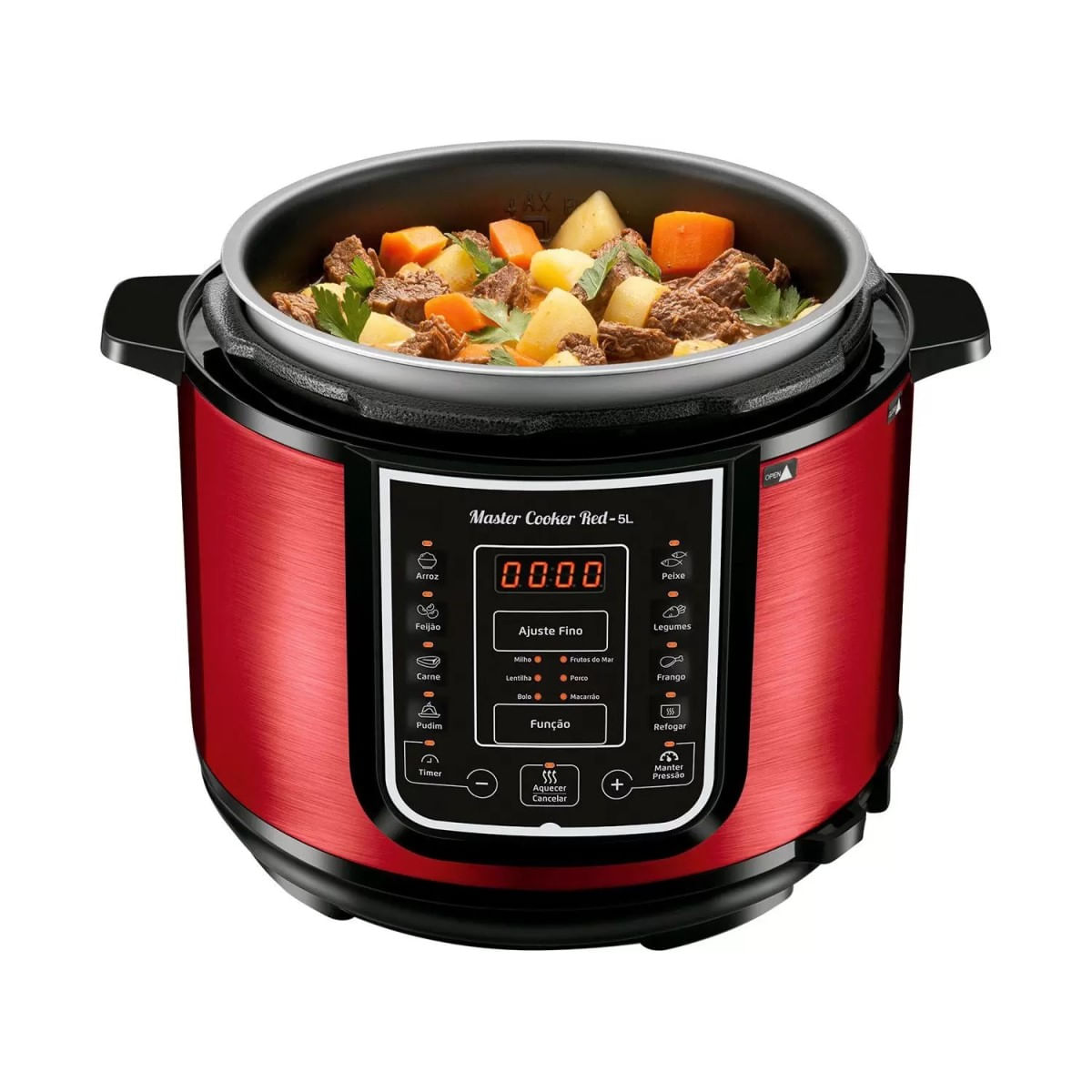 Encontraproduto.com.br - Panela de Pressão Elétrica 5L Mondial Master Cooker PE39 Vermelha 127V
