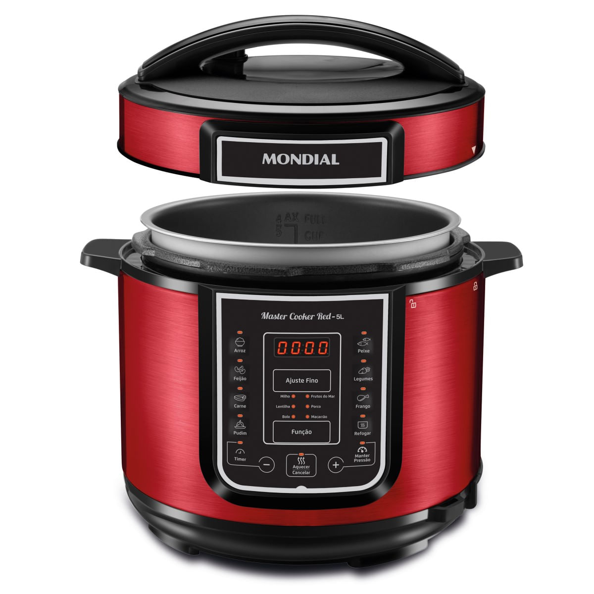 Encontraproduto.com.br - Panela de Pressão Elétrica 5L Mondial Master Cooker PE39 Vermelha 127V