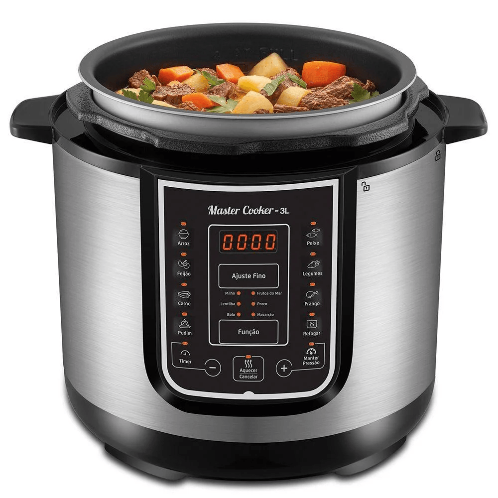 Encontraproduto.com.br - Panela Elétrica de Pressão 3L Inox Preto127V - MONDIAL