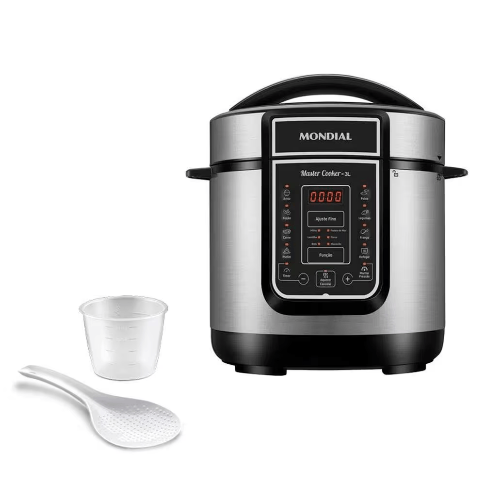 Encontraproduto.com.br - Panela Elétrica de Pressão 3L Inox Preto127V - MONDIAL