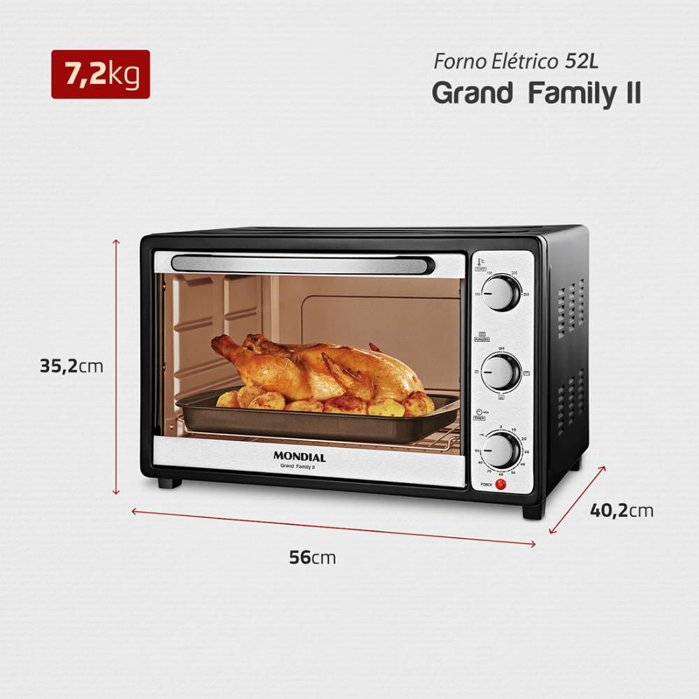 Encontraproduto.com.br - Forno Elétrico 52L Grand Family II Mondial FR52 Preta 127V