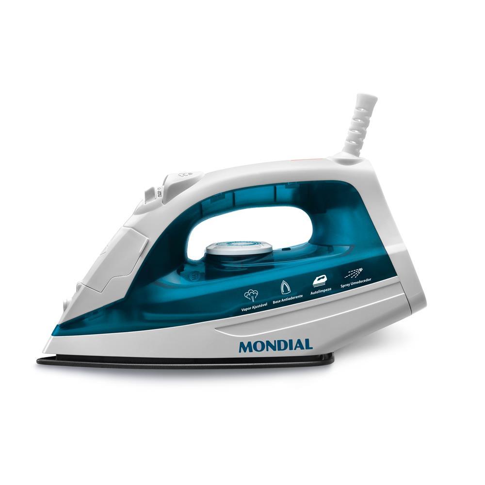 Encontraproduto.com.br - Ferro Mondial A Vapor 1200w Antiaderente F-32 220v Branco Com Azul Branco Com Azul 220v