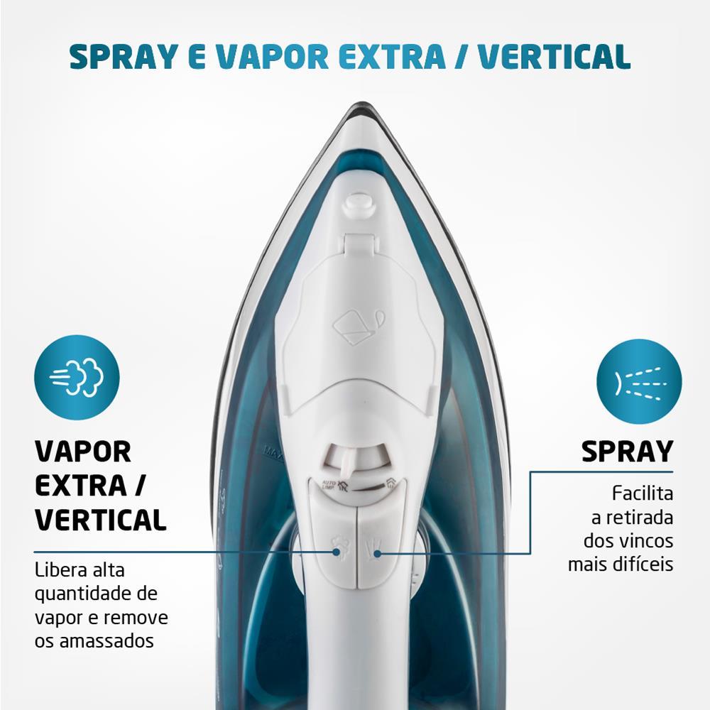 Encontraproduto.com.br - Ferro Mondial A Vapor 1200w Antiaderente F-32 220v Branco Com Azul Branco Com Azul 220v
