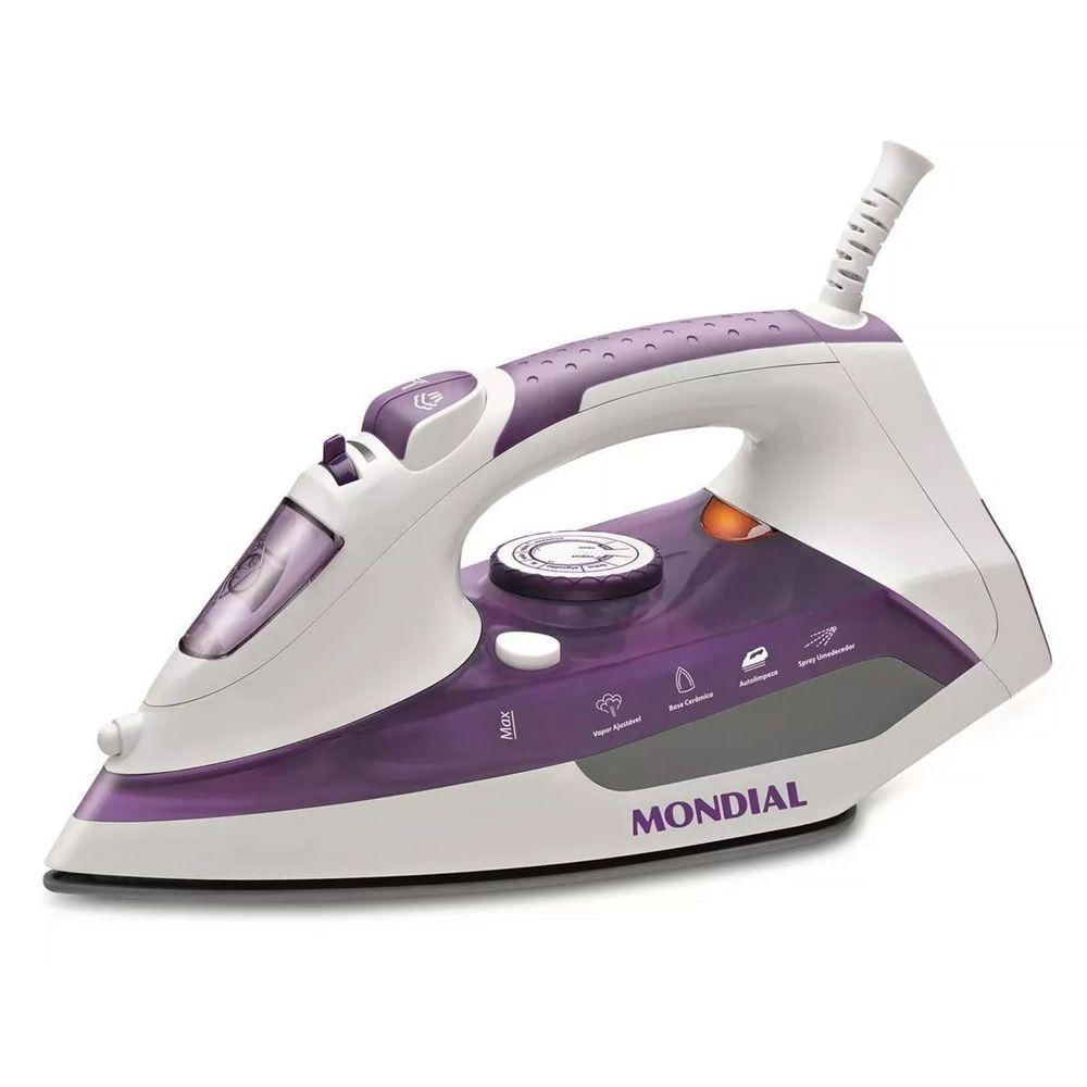 Encontraproduto.com.br - Ferro de Passar Roupa Mondial Ceramic Express a Vapor Lilás F40 1200W