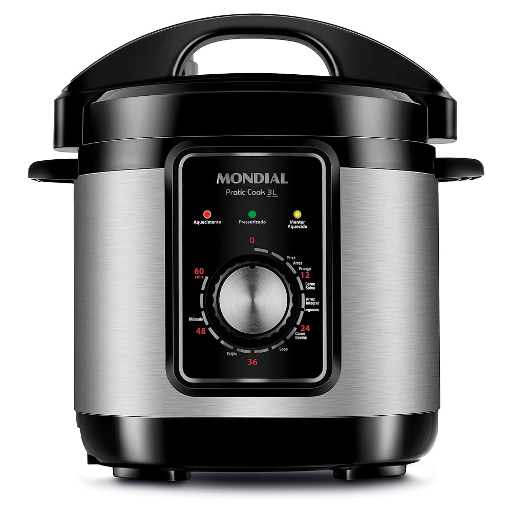 Encontraproduto.com.br - Panela Pressão Elétrica 3l 127v PE-47-3L-I Inox/Preto Mondial