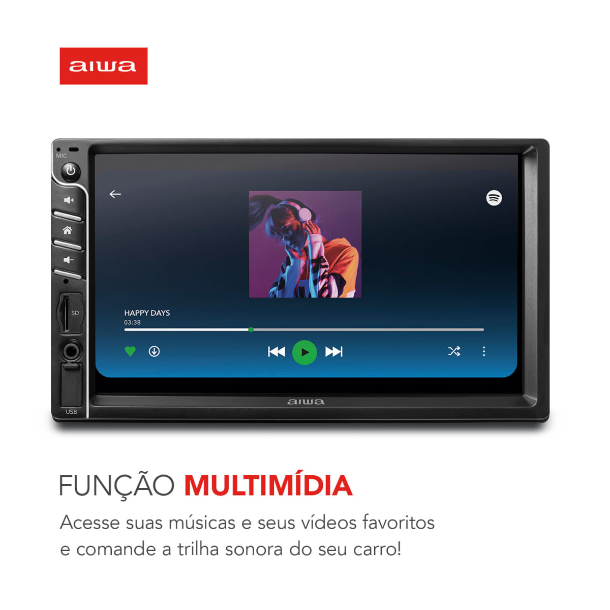 Central Multimídia Car Áudio AIWA CA-DD-01 4X25W BT Mic