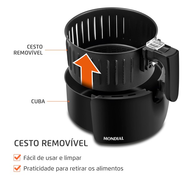 Encontraproduto.com.br - Fritadeira Air Fryer 3.6L Mondial AF36BI Preta 127V