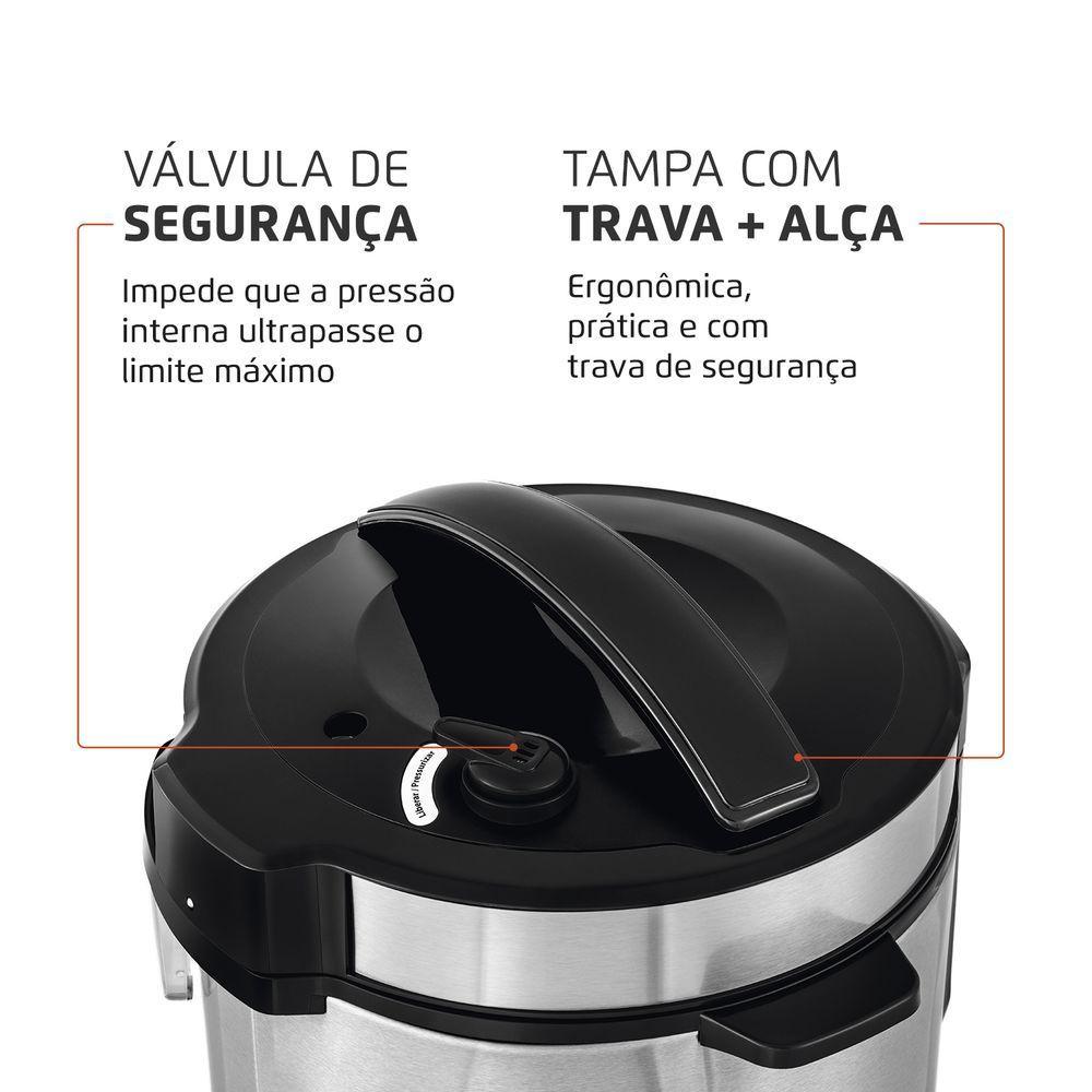 Encontraproduto.com.br - Panela de Pressão Elétrica Mondial Pratic Cook Preta 5L 127V
