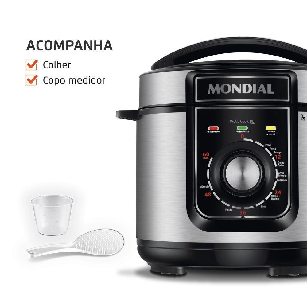 Encontraproduto.com.br - Panela de Pressão Elétrica Mondial Pratic Cook Preta 5L 127V