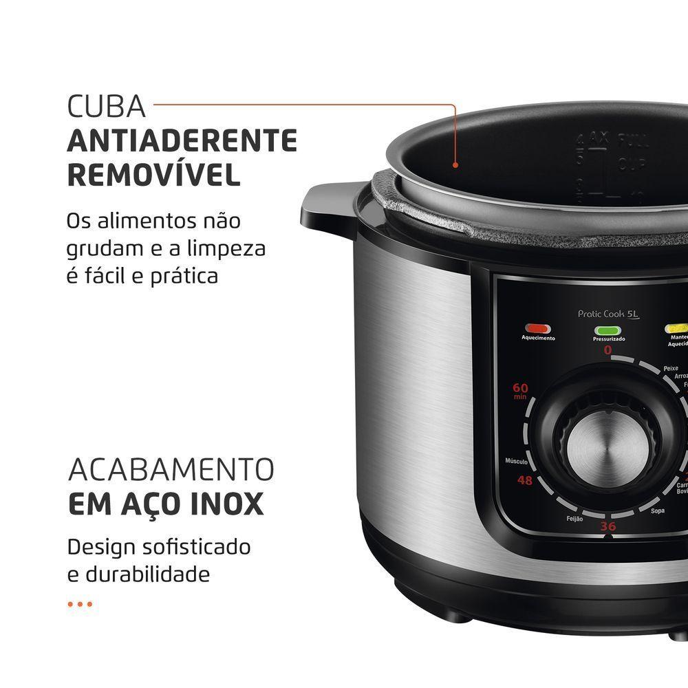 Encontraproduto.com.br - Panela de Pressão Elétrica Mondial Pratic Cook Preta 5L 127V