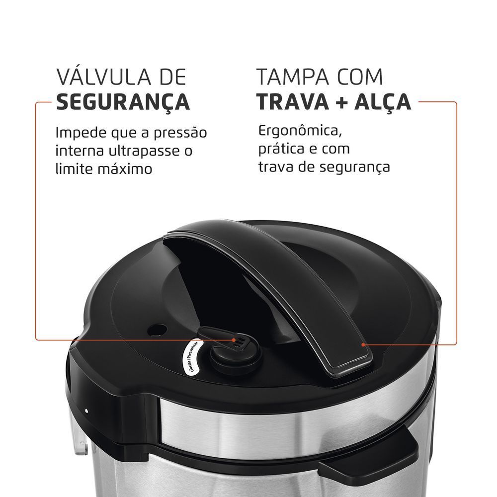 Encontraproduto.com.br - Panela de Pressão Elétrica Mondial Pratic Cook Preta 5L 127V