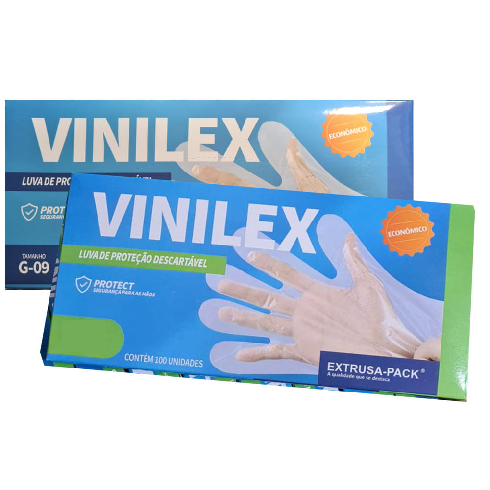 Encontraproduto.com.br - Luva Vinilex Celeste G Caixeta com 100 unidades