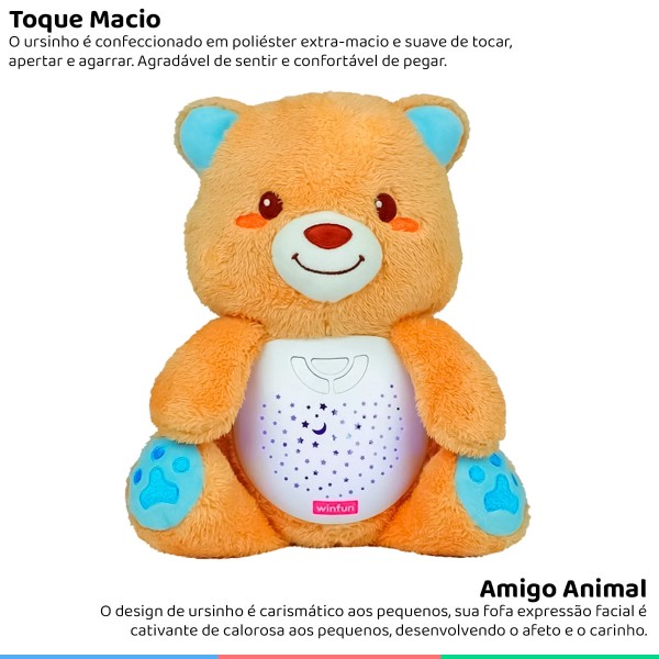 Encontraproduto.com.br - Urso De Pelúcia Com Projetor De Estrelas E Som - Winfun