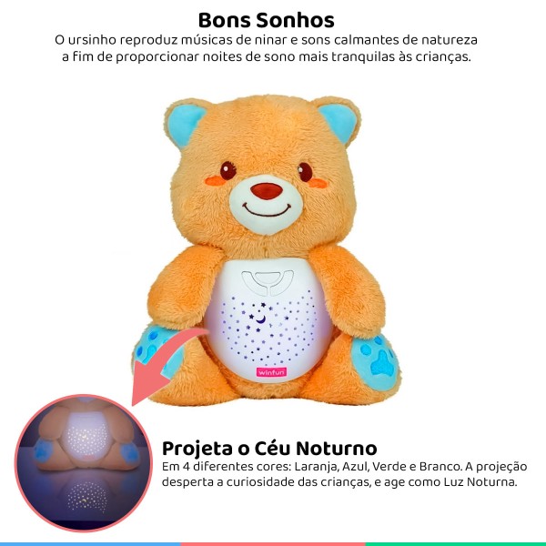 Encontraproduto.com.br - Urso De Pelúcia Com Projetor De Estrelas E Som - Winfun