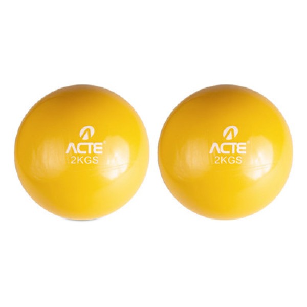 Encontraproduto.com.br - Bolas Tonificadoras com Peso de 2Kg Acte T56 Amarelas
