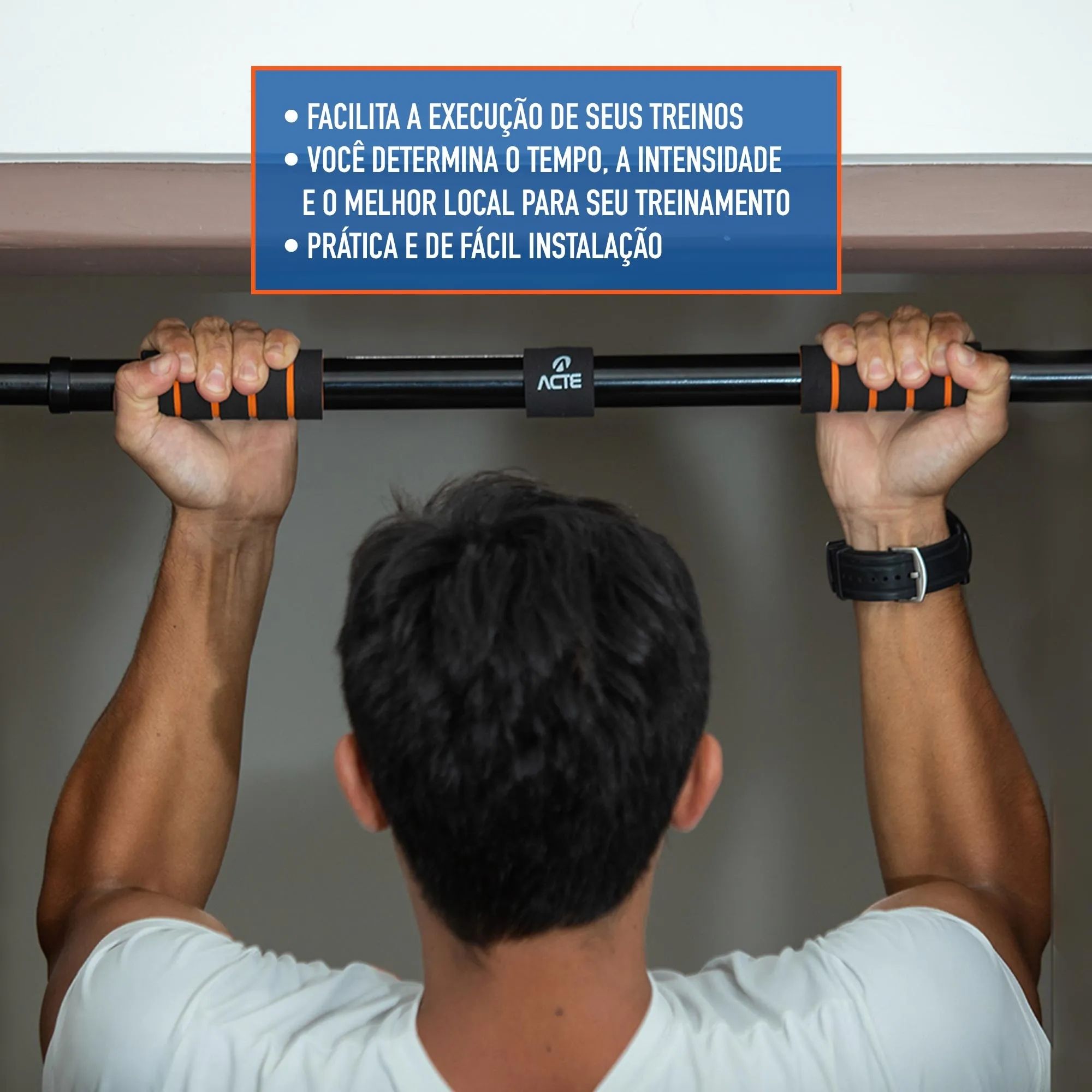 Encontraproduto.com.br - Barra de Porta Ajustável Acte Sports T142 - Preto e Laranja