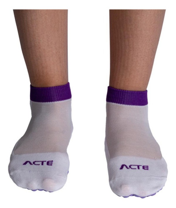 Encontraproduto.com.br - Meia Para Pilates Branco com Roxo F3-BRX Acte